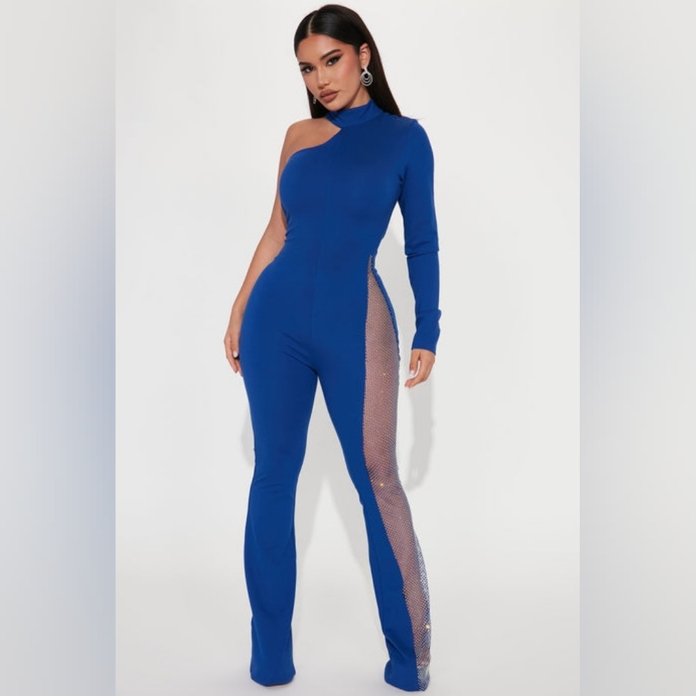 Elegant Blue One-Shoulder Jumpsuit